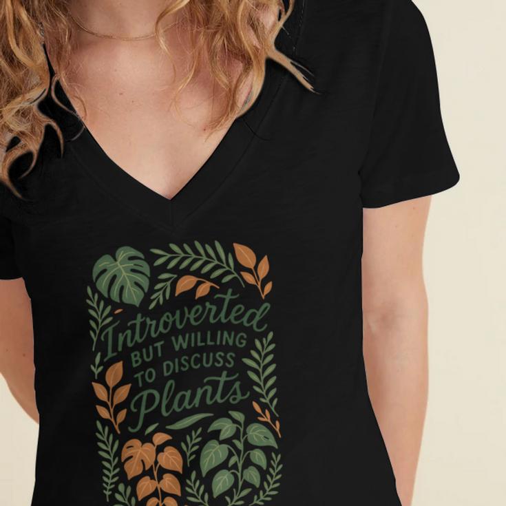 Introverted But Willing To Discuss Plants Botanical Women's Jersey Short Sleeve Deep V-Neck Tshirt Introverted But Willing To Discuss Plants Botanical Women's Jersey Short Sleeve Deep V-Neck Tshirt