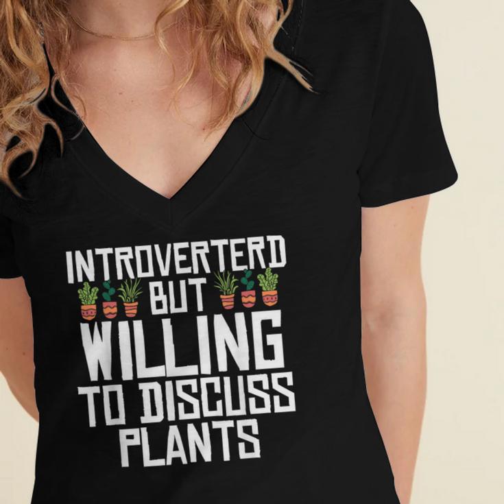 Introverted But Willing To Discuss Plants Gardening Women's Jersey Short Sleeve Deep V-Neck Tshirt Introverted But Willing To Discuss Plants Gardening Women's Jersey Short Sleeve Deep V-Neck Tshirt