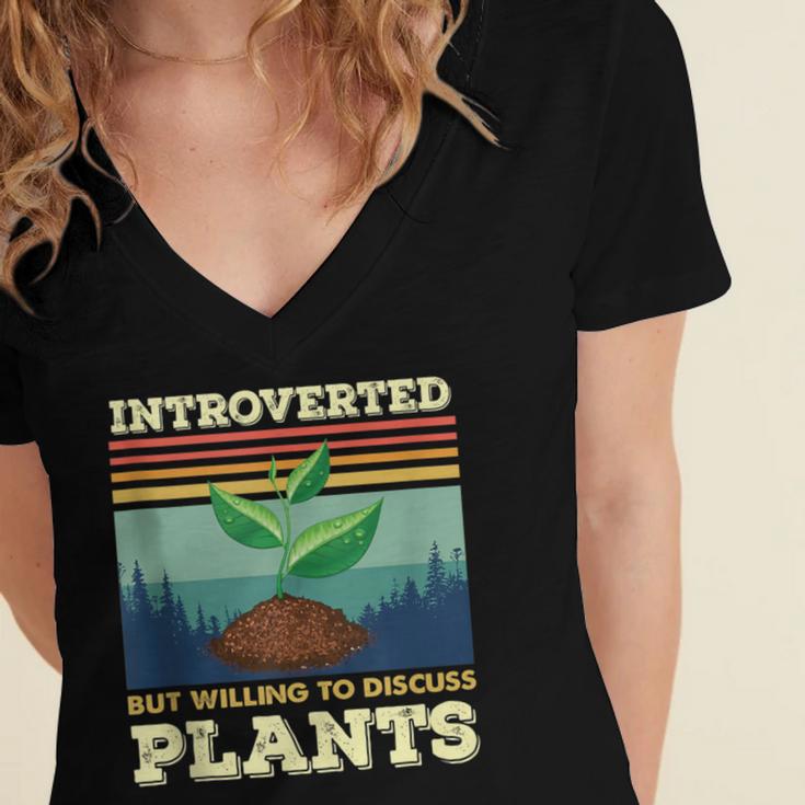 Introverted But Willing To Discuss Plants Women's Jersey Short Sleeve Deep V-Neck Tshirt Introverted But Willing To Discuss Plants Women's Jersey Short Sleeve Deep V-Neck Tshirt