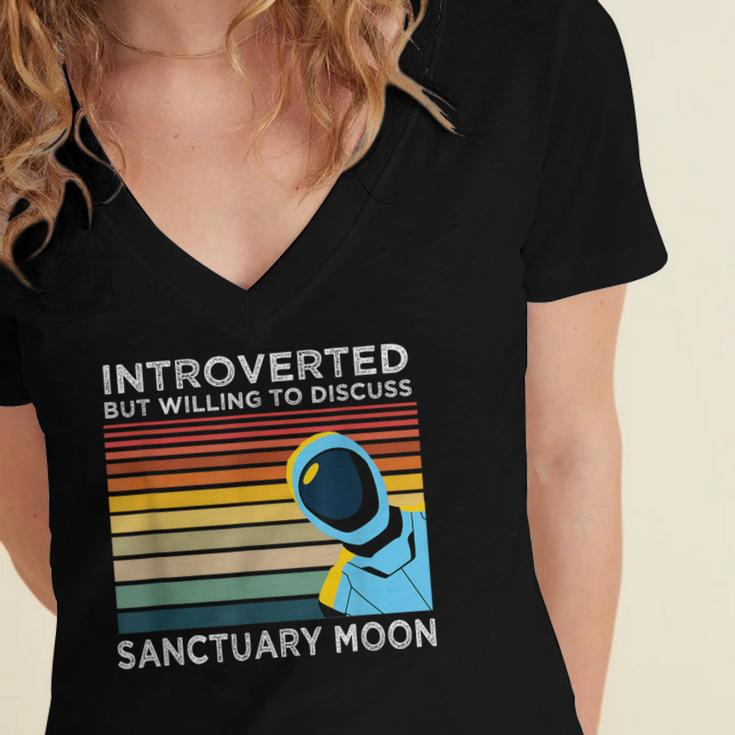 Introverted But Willing To Discuss Sanctuary Moon Women's Jersey Short Sleeve Deep V-Neck Tshirt Introverted But Willing To Discuss Sanctuary Moon Women's Jersey Short Sleeve Deep V-Neck Tshirt