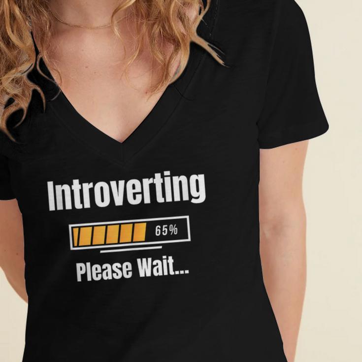 Introverting Please Wait Humor Sarcastic Geek Gamer Jokes Women's Jersey Short Sleeve Deep V-Neck Tshirt Introverting Please Wait Humor Sarcastic Geek Gamer Jokes Women's Jersey Short Sleeve Deep V-Neck Tshirt