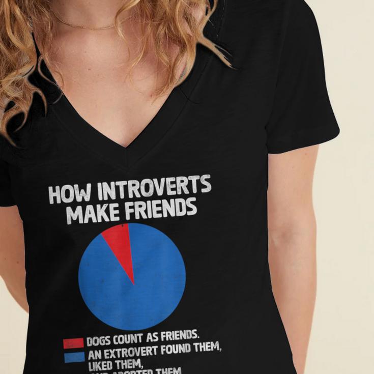 How Introverts Make Friends Sayings For Introverts Women's Jersey Short Sleeve Deep V-Neck Tshirt