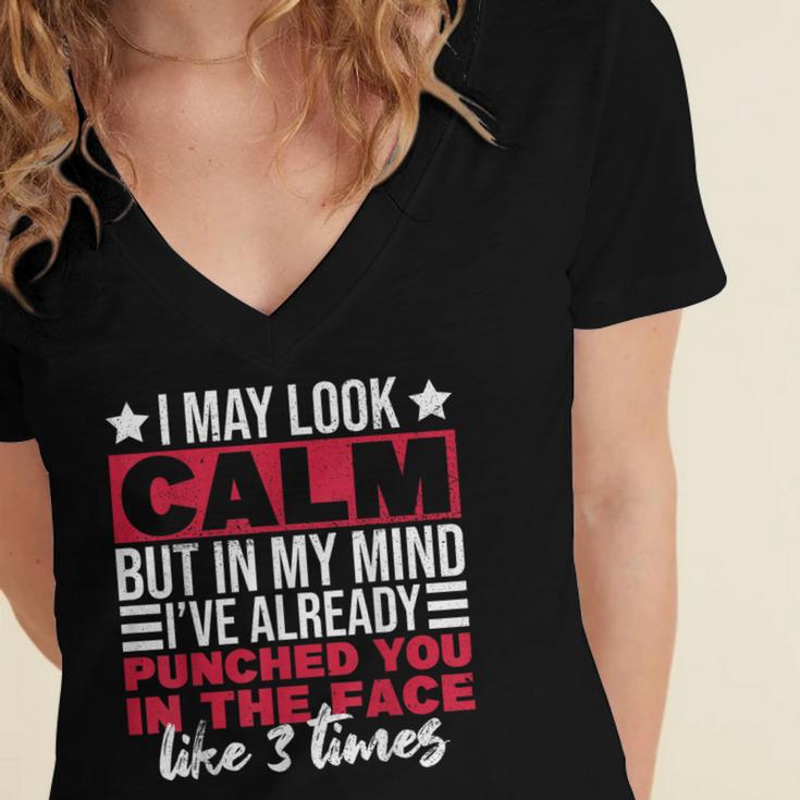 Introverts I May Look Calm But In My Head Women's Jersey Short Sleeve Deep V-Neck Tshirt Introverts I May Look Calm But In My Head Women's Jersey Short Sleeve Deep V-Neck Tshirt