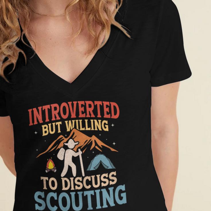 Introvert's Scouting Passion Women's Jersey Short Sleeve Deep V-Neck Tshirt Introvert's Scouting Passion Women's Jersey Short Sleeve Deep V-Neck Tshirt