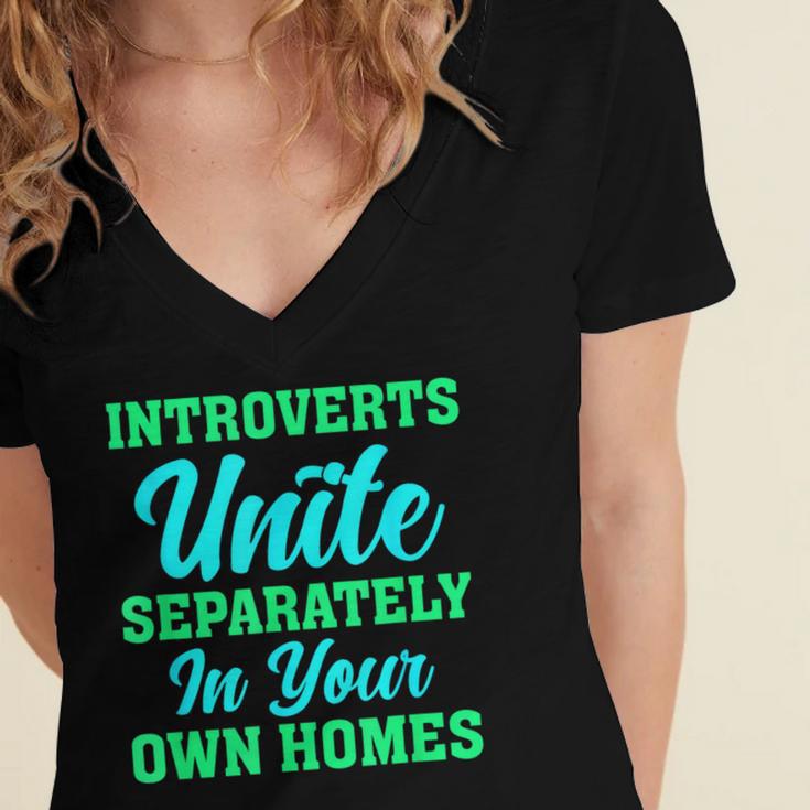 Introverts Unite Introvert Antisocial Sarcasm Anti Social Women's Jersey Short Sleeve Deep V-Neck Tshirt