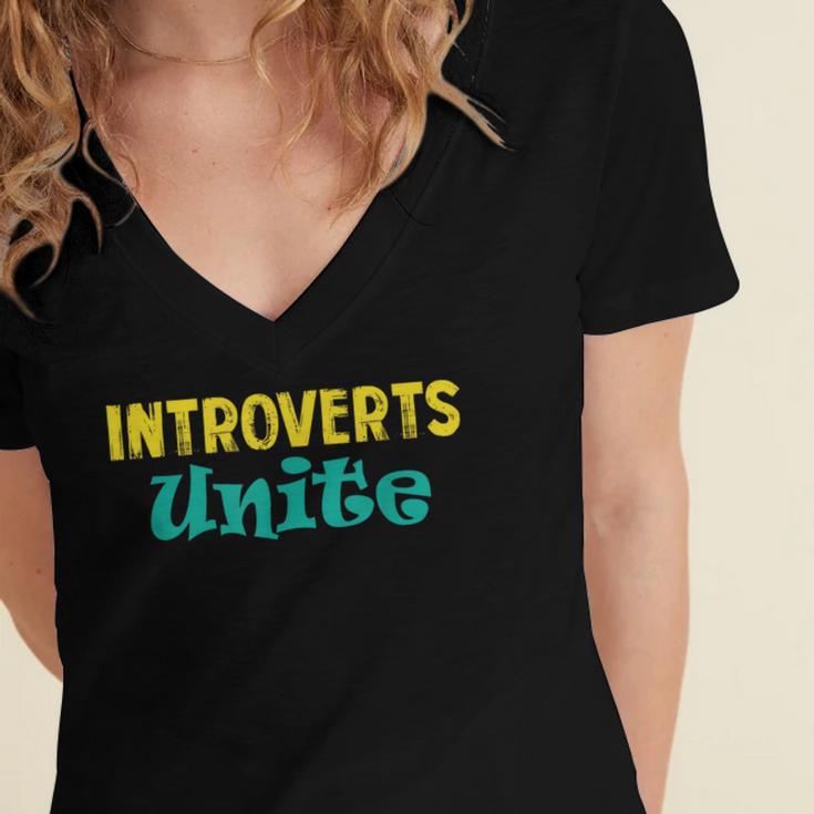 Introverts Unite I Introvert Women's Jersey Short Sleeve Deep V-Neck Tshirt Introverts Unite I Introvert Women's Jersey Short Sleeve Deep V-Neck Tshirt