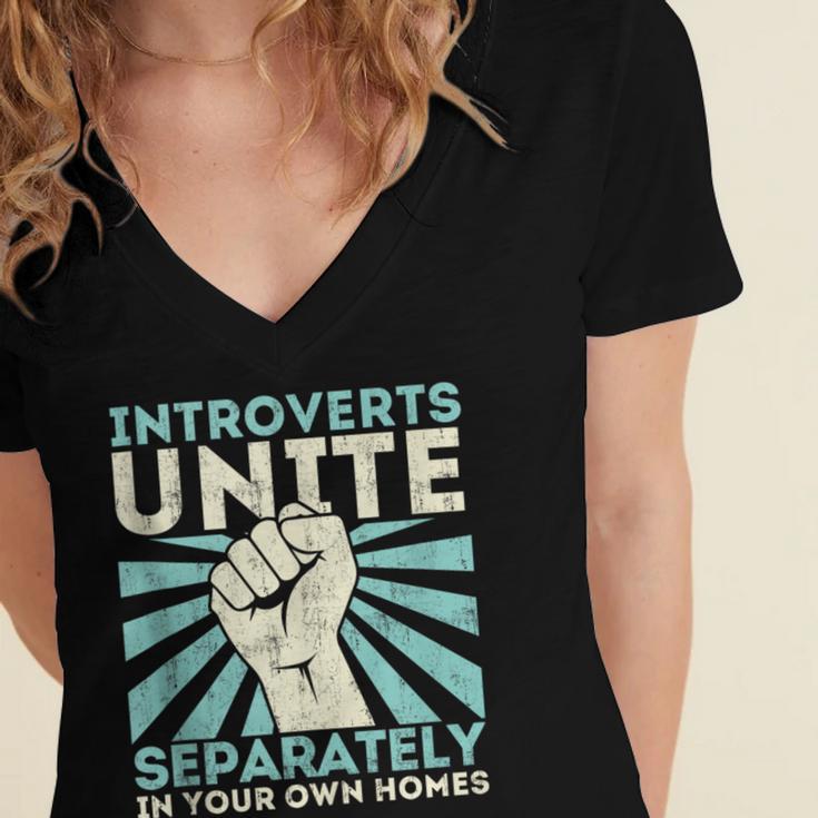Introverts Unite Separately Introverted Antisocial Women's Jersey Short Sleeve Deep V-Neck Tshirt Introverts Unite Separately Introverted Antisocial Women's Jersey Short Sleeve Deep V-Neck Tshirt