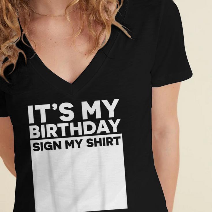 It's My Birthday Sign Boy Men Decoration Guestbook Women's Jersey Short Sleeve Deep V-Neck Tshirt