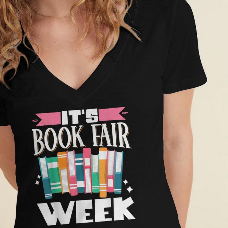 It's Book Fair Week Women's Jersey Short Sleeve Deep V-Neck Tshirt It's Book Fair Week Women's Jersey Short Sleeve Deep V-Neck Tshirt