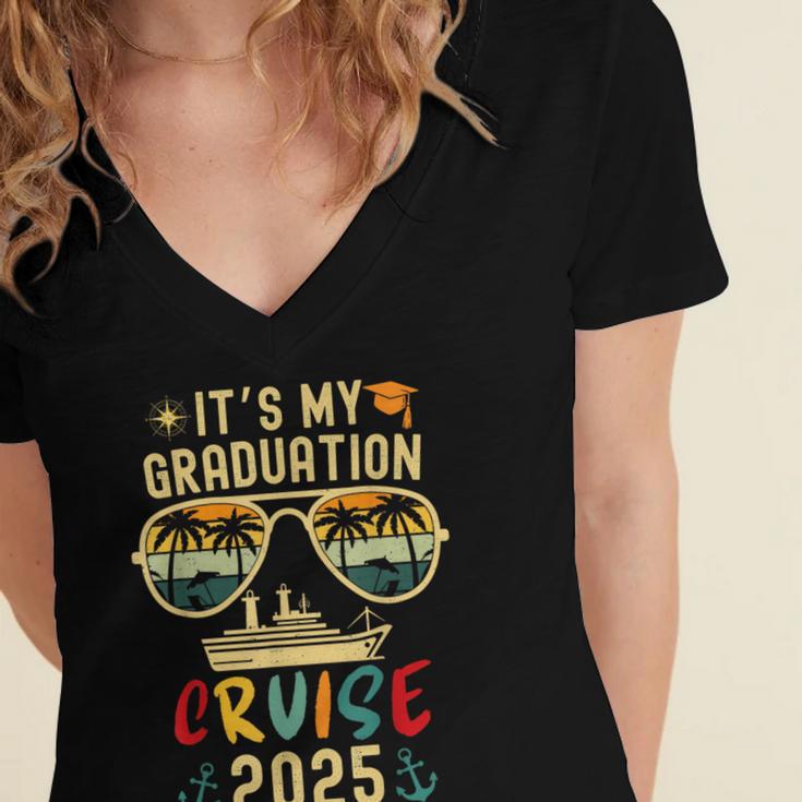 It's My Graduation Cruise 2025 Summer Cruise Seniors Trip Women's Jersey Short Sleeve Deep V-Neck Tshirt