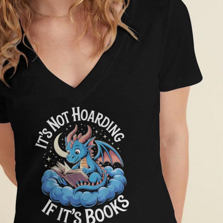 It's Not Hoarding If It's Books Women's Jersey Short Sleeve Deep V-Neck Tshirt