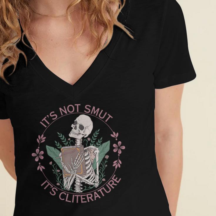 It's Not Smut It's Literature Dark Romance Smut Book Lover Women's Jersey Short Sleeve Deep V-Neck Tshirt