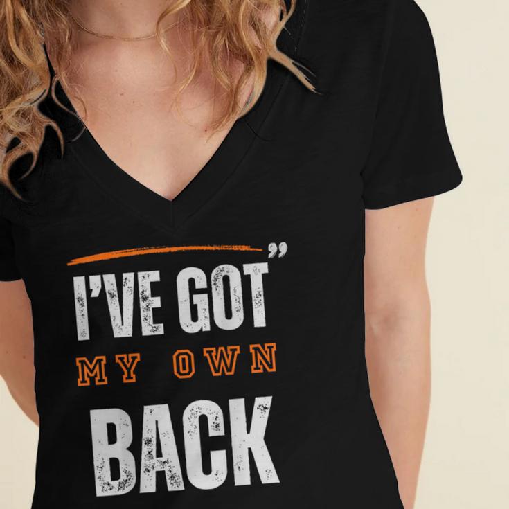 I’VE GOT MY OWN BACK INTROVERT Words On Back Women's Jersey Short Sleeve Deep V-Neck Tshirt I’VE GOT MY OWN BACK INTROVERT Words On Back Women's Jersey Short Sleeve Deep V-Neck Tshirt