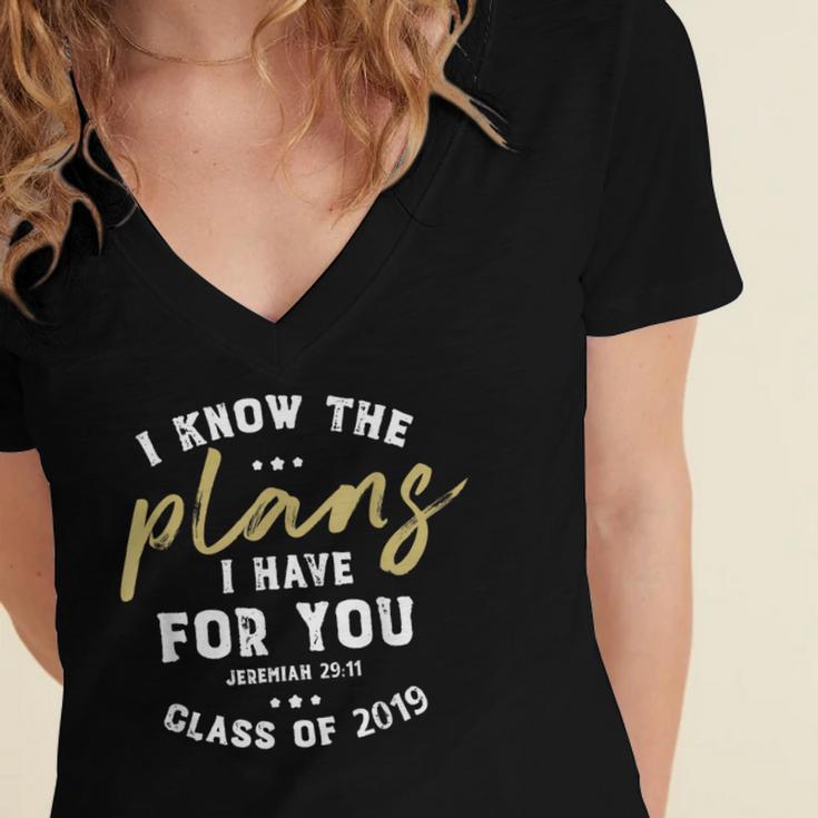 Jeremiah I Know Plans Graduation 2019 College Graduate Women's Jersey Short Sleeve Deep V-Neck Tshirt