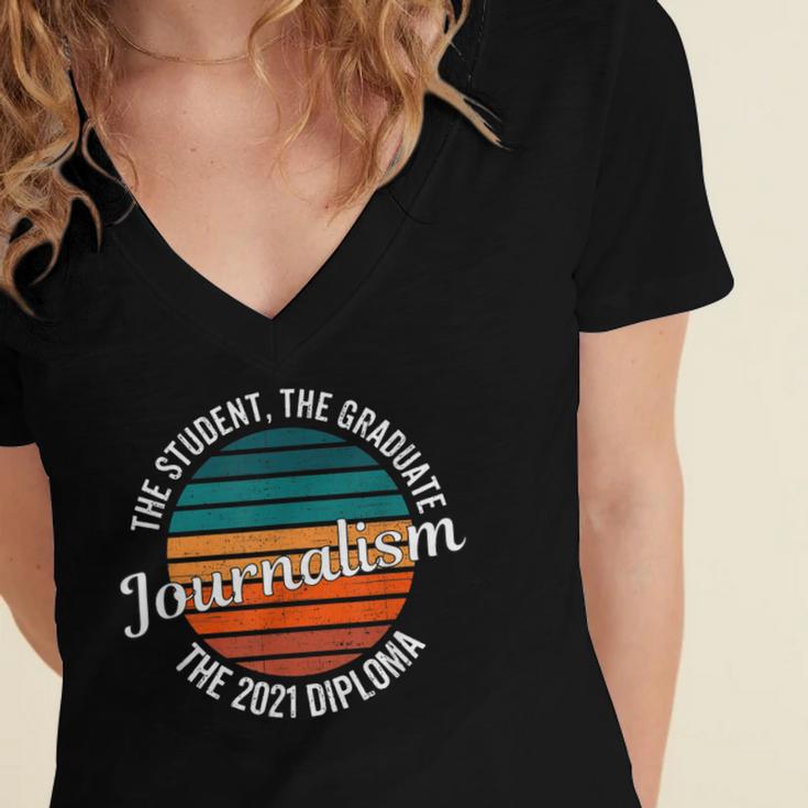 Journalism Graduation Senior Graduate Senioritis College Women's Jersey Short Sleeve Deep V-Neck Tshirt