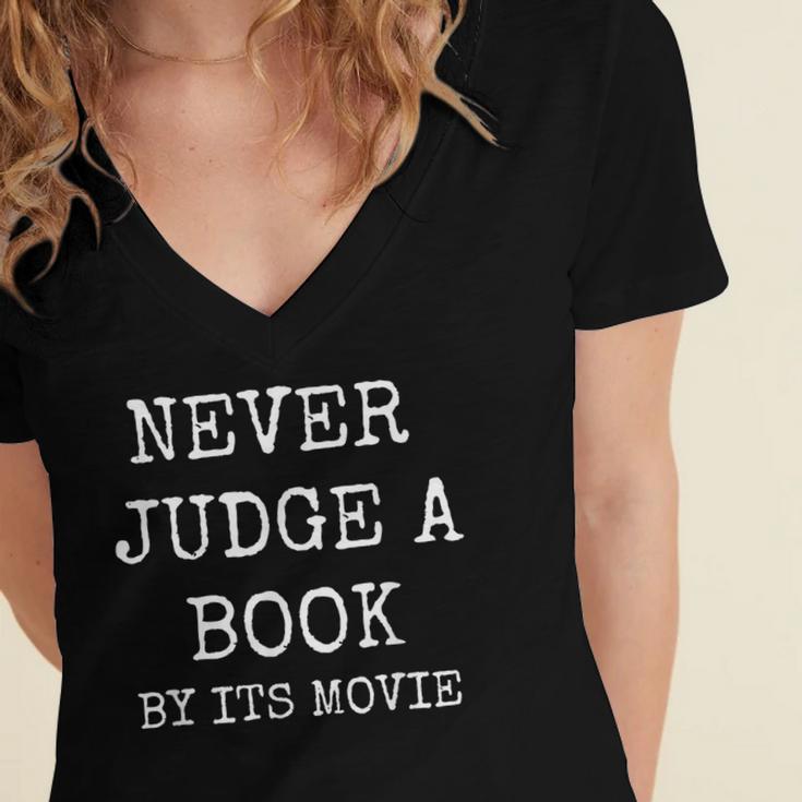 Never Judge a Book By Its Movie Women's Jersey Short Sleeve Deep V-Neck Tshirt