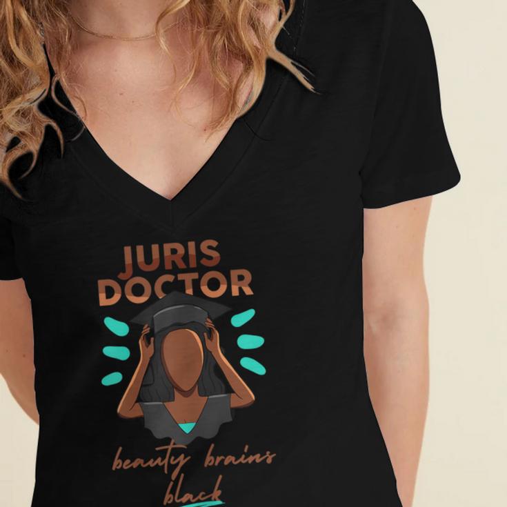 Juris Doctor Beauty Brains Juris Doctorate Graduation Women's Jersey Short Sleeve Deep V-Neck Tshirt