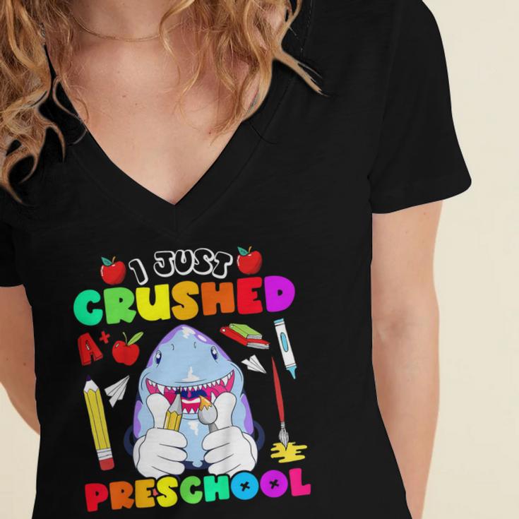 I Just Crushed Preschool Pre-K Preschoolers Graduation Women's Jersey Short Sleeve Deep V-Neck Tshirt