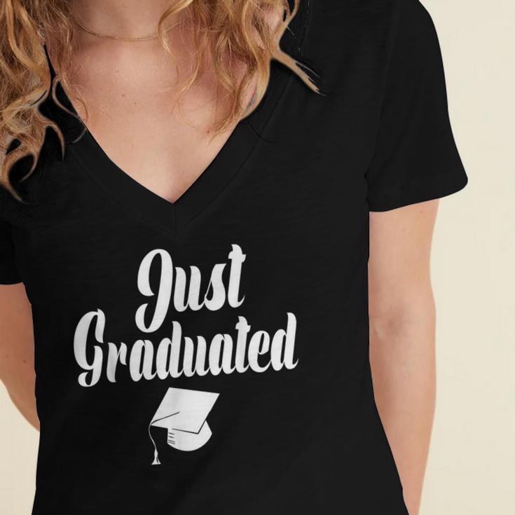 Just Graduated With A Graduation Cap Women's Jersey Short Sleeve Deep V-Neck Tshirt