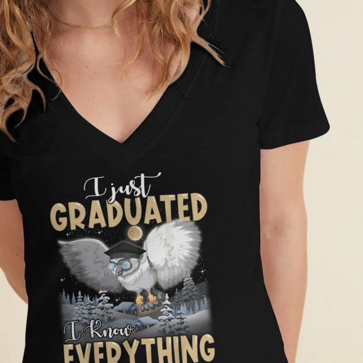 I Just Graduated I Know Everything Graduation Women's Jersey Short Sleeve Deep V-Neck Tshirt