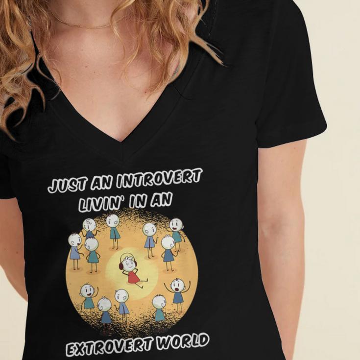 Just An Introvert Living In An Extrovert World Stickmen Women's Jersey Short Sleeve Deep V-Neck Tshirt Just An Introvert Living In An Extrovert World Stickmen Women's Jersey Short Sleeve Deep V-Neck Tshirt