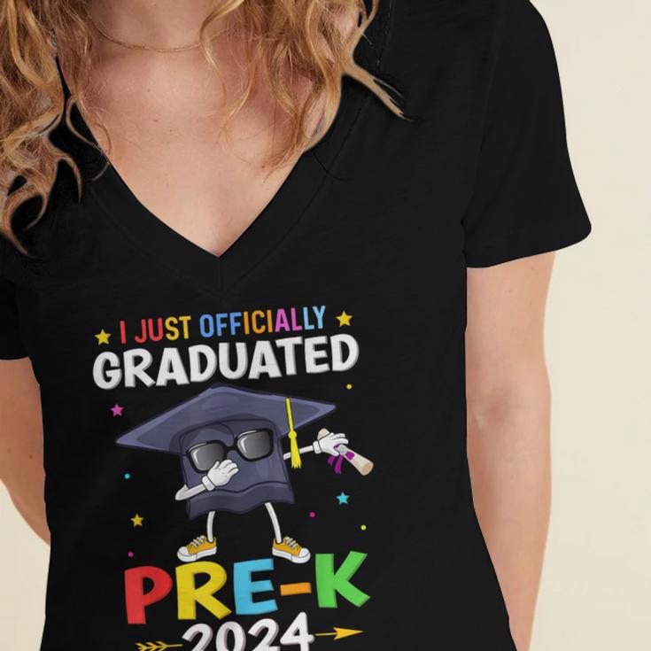 I Just Officially Graduated Pre k Graduation 2024 Pre-K Kids Women's Jersey Short Sleeve Deep V-Neck Tshirt