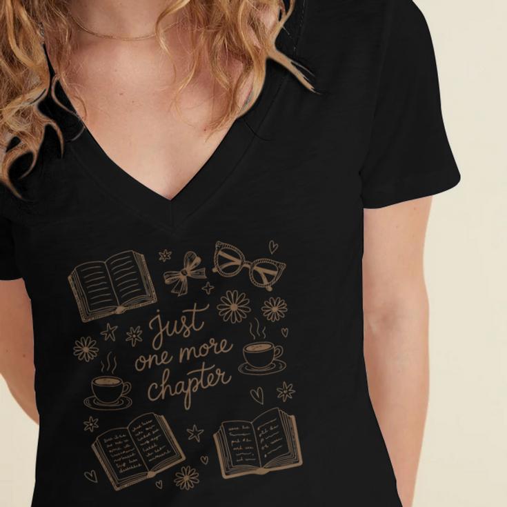 Just One More Chapter Book Lover Reading Men Women Matching Women's Jersey Short Sleeve Deep V-Neck Tshirt Just One More Chapter Book Lover Reading Men Women Matching Women's Jersey Short Sleeve Deep V-Neck Tshirt