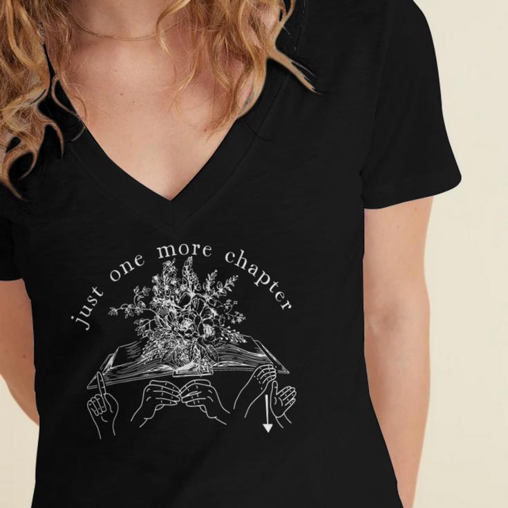 Just One More Chapter Deaf ASL Reading Book Librarian Women's Jersey Short Sleeve Deep V-Neck Tshirt Just One More Chapter Deaf ASL Reading Book Librarian Women's Jersey Short Sleeve Deep V-Neck Tshirt