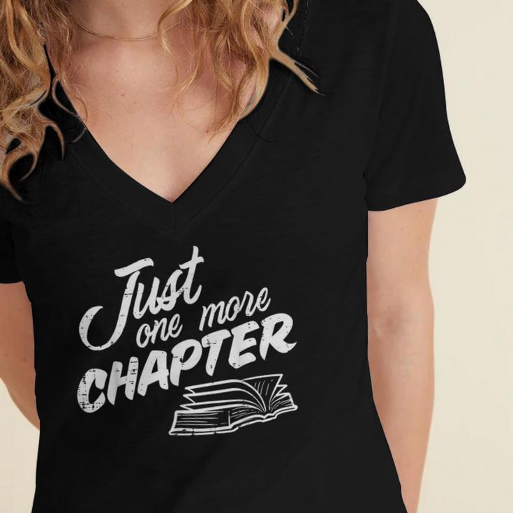 Just One More Chapter Read Reading Librarian Book Men Women Women's Jersey Short Sleeve Deep V-Neck Tshirt