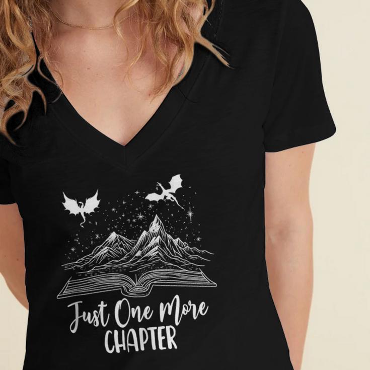 Just One More Chapter Romantasy Dragon Fantasy Romance Book Women's Jersey Short Sleeve Deep V-Neck Tshirt Just One More Chapter Romantasy Dragon Fantasy Romance Book Women's Jersey Short Sleeve Deep V-Neck Tshirt