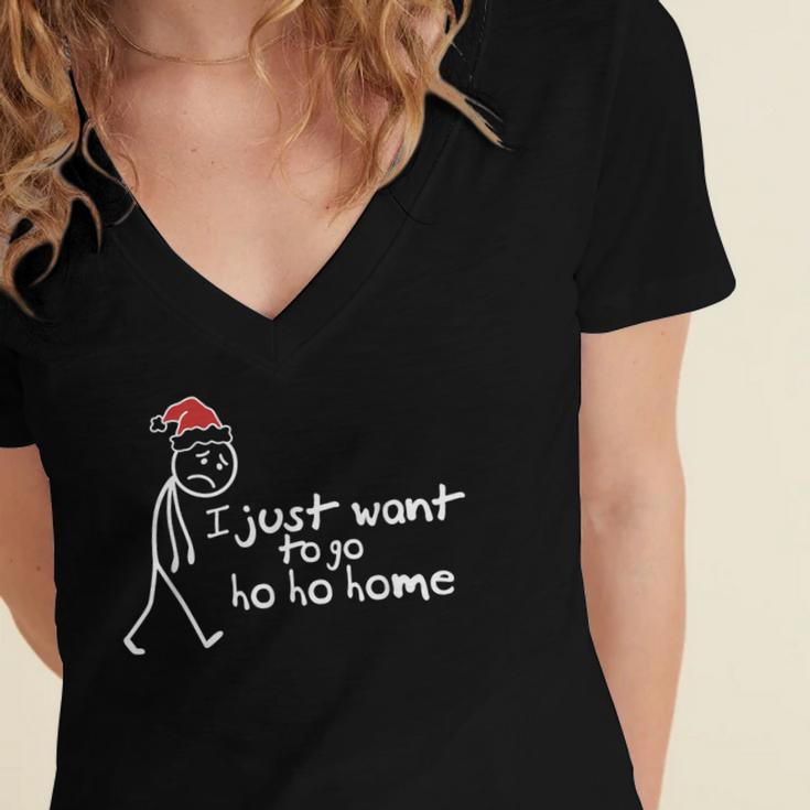 I Just Want To Go Ho Ho Home Christmas Introvert Women's Jersey Short Sleeve Deep V-Neck Tshirt I Just Want To Go Ho Ho Home Christmas Introvert Women's Jersey Short Sleeve Deep V-Neck Tshirt