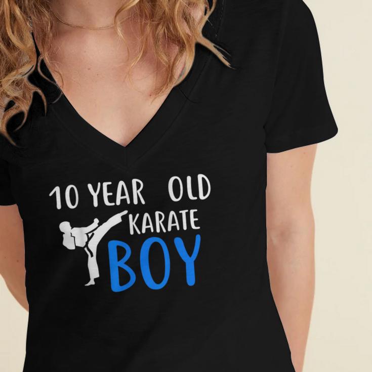 Karate Boy 10 Year Old Kids Shirt Graduation Women's Jersey Short Sleeve Deep V-Neck Tshirt