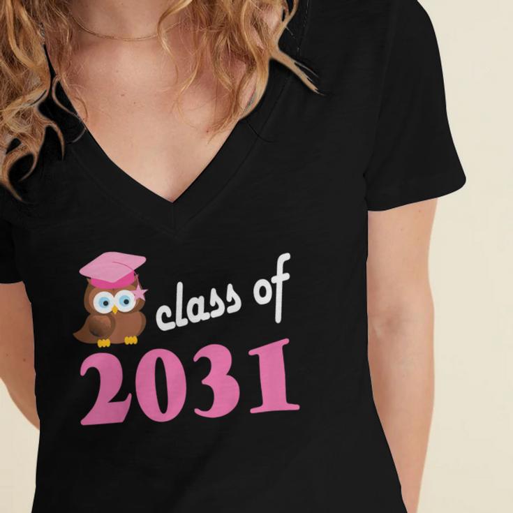 Kids Class Of 2031 Back To School Graduation T-Shirt Women's Jersey Short Sleeve Deep V-Neck Tshirt