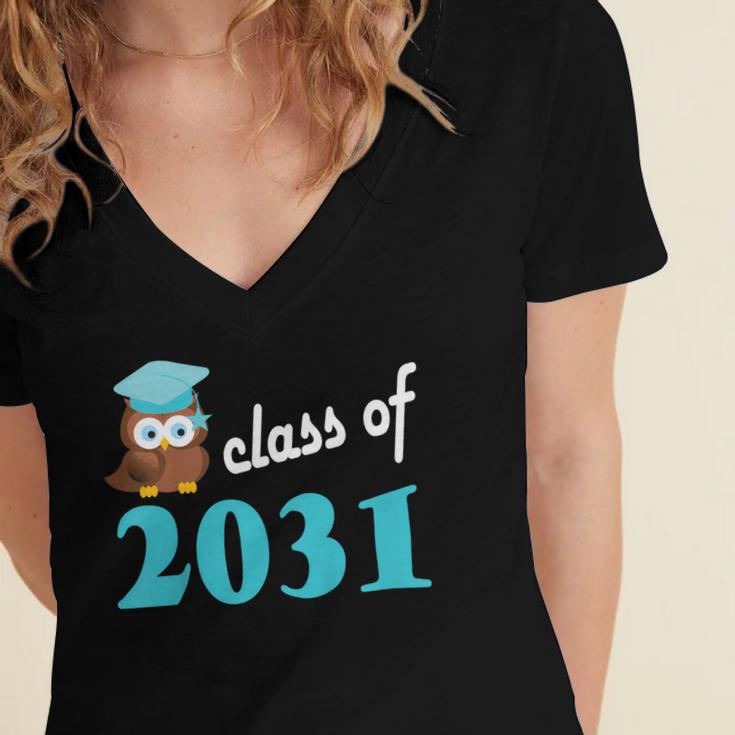Kids Class Of 2031 Graduation Year T-Shirt Back To School Women's Jersey Short Sleeve Deep V-Neck Tshirt