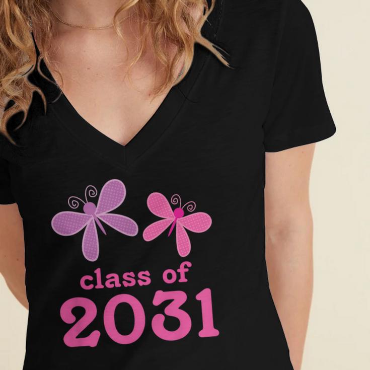 Kids Class Of 2031 Kindergarten Girls Graduation T-Shirt Women's Jersey Short Sleeve Deep V-Neck Tshirt