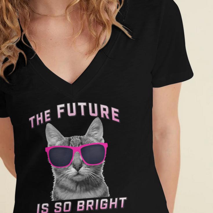 Kids Cool Future Is Bright Kids Graduation Or Birthday Women's Jersey Short Sleeve Deep V-Neck Tshirt