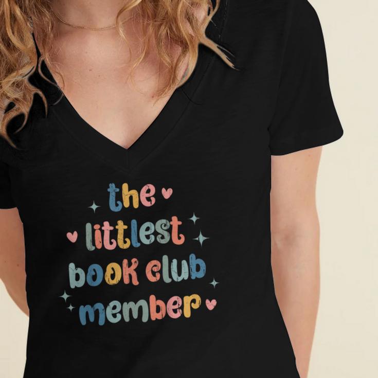 Kids The Littlest Book Club Member Book Lover Club Women's Jersey Short Sleeve Deep V-Neck Tshirt