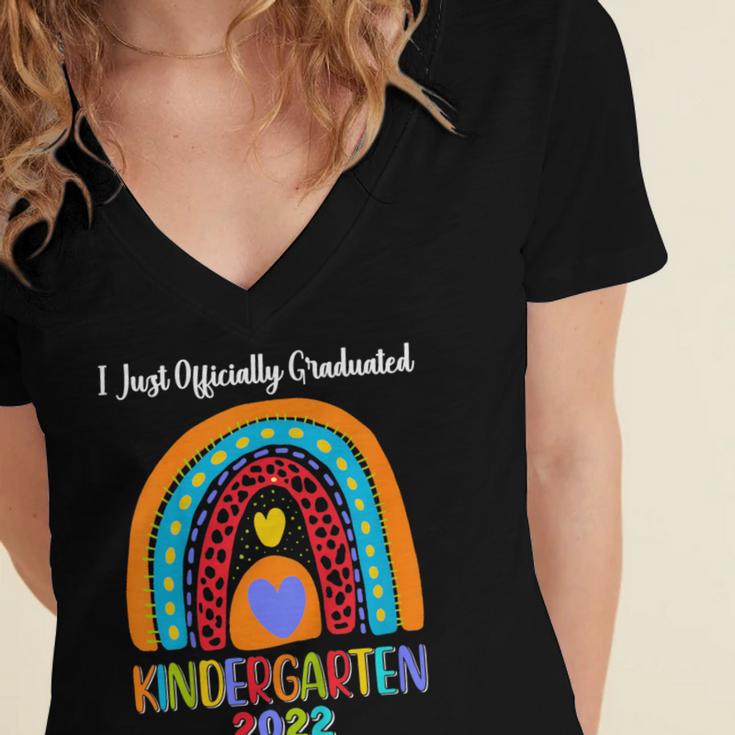 Kids I Officially Graduated Kindergarten Graduation Class Of 2022 Women's Jersey Short Sleeve Deep V-Neck Tshirt