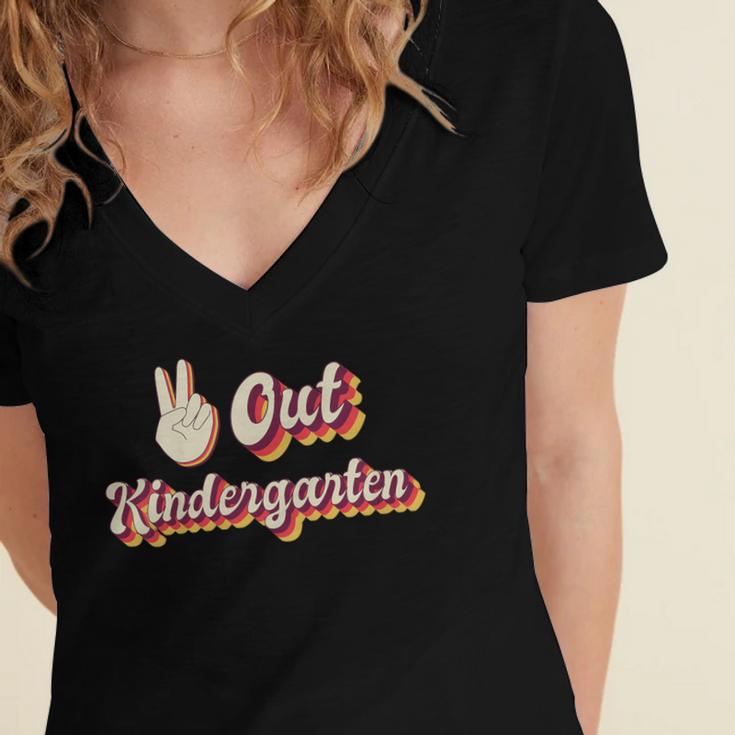 Kids Peace Out Kindergarten Graduation Kindergarten Graduate Women's Jersey Short Sleeve Deep V-Neck Tshirt