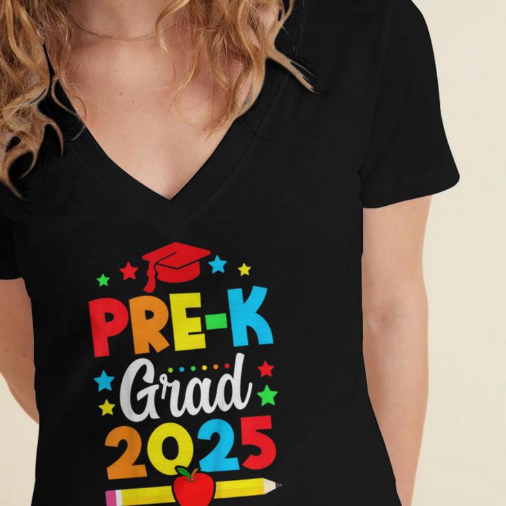 Kids Pre-K Grad 2025 Preschool Graduation 2025 Women's Jersey Short Sleeve Deep V-Neck Tshirt