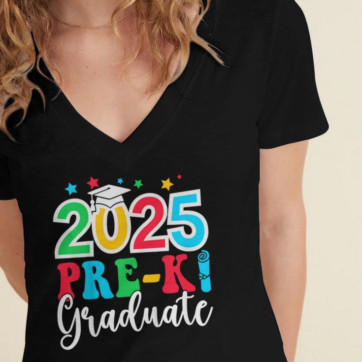 Kids Pre-K Graduate 2025 Preschool Graduation Class Of 2025 Kids Women's Jersey Short Sleeve Deep V-Neck Tshirt