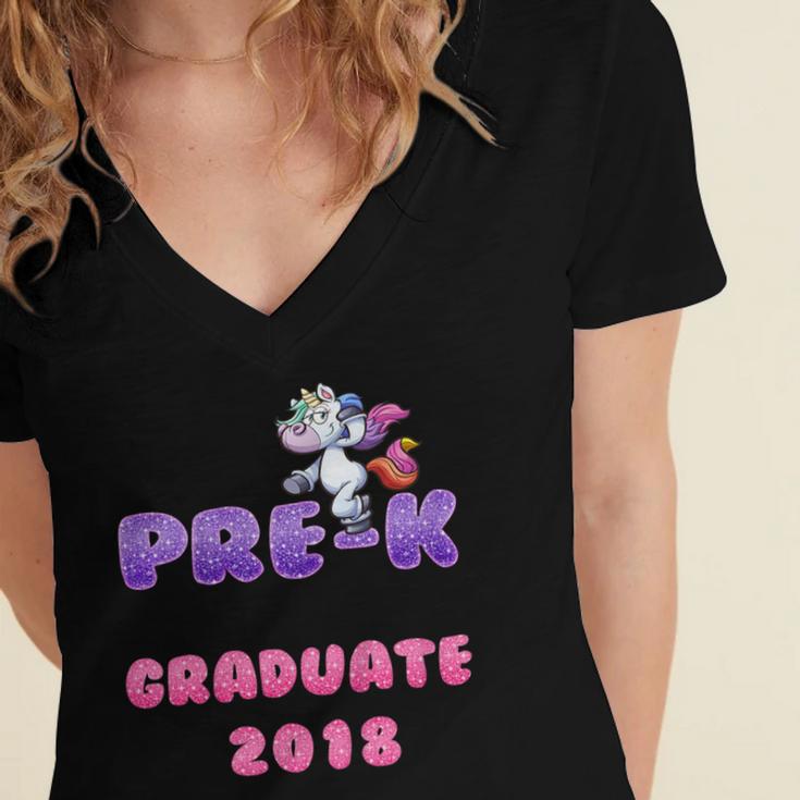 Kids Kids Pre-K PreSchool Unicorn GraduationShirt Women's Jersey Short Sleeve Deep V-Neck Tshirt