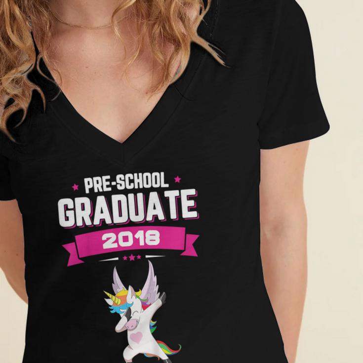Kids Preschool Graduate 2018 Unicorn Dab Graduation Pre-K TShirt Women's Jersey Short Sleeve Deep V-Neck Tshirt