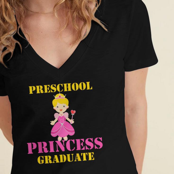 Kids Princess Graduate Prek Preschool Graduation Tshirt For Girls Women's Jersey Short Sleeve Deep V-Neck Tshirt