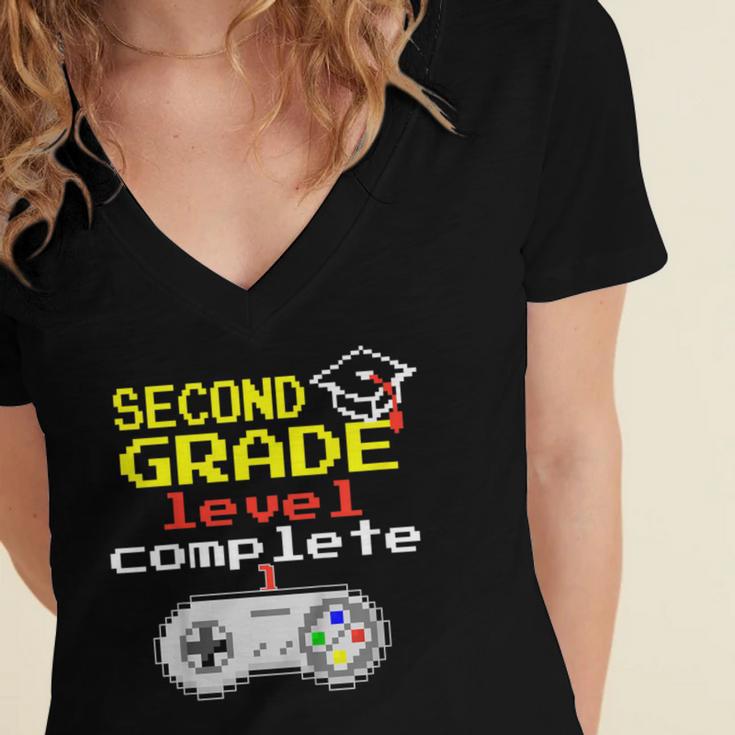 Kids Second Grade Graduation Video Game Shirt Women's Jersey Short Sleeve Deep V-Neck Tshirt