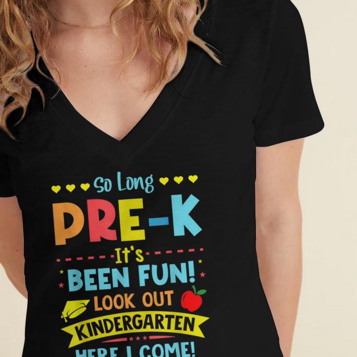 Kids So Long PRE-K It's Been Fun Graduation Women's Jersey Short Sleeve Deep V-Neck Tshirt