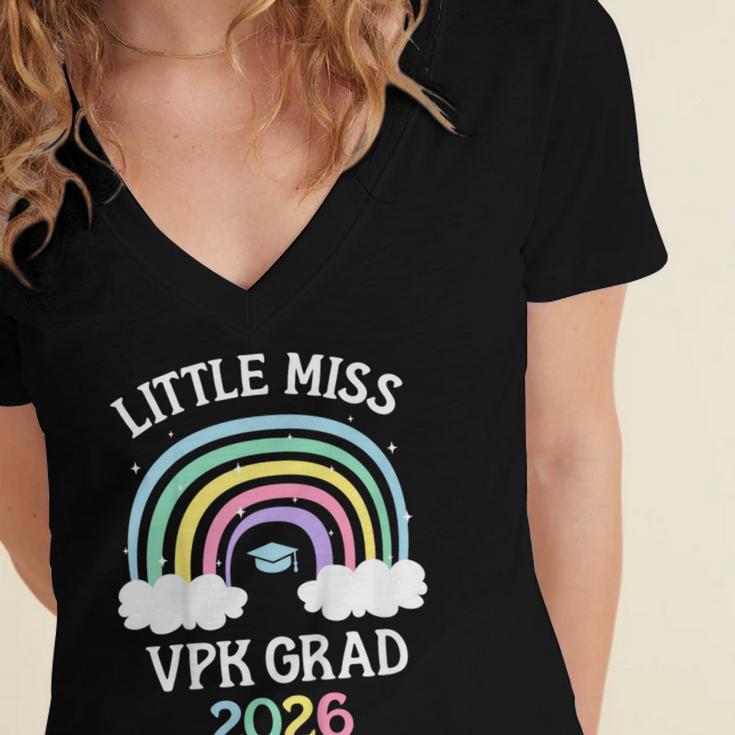 Kids VPK Graduation 2026 Rainbow VPK Grad Women's Jersey Short Sleeve Deep V-Neck Tshirt
