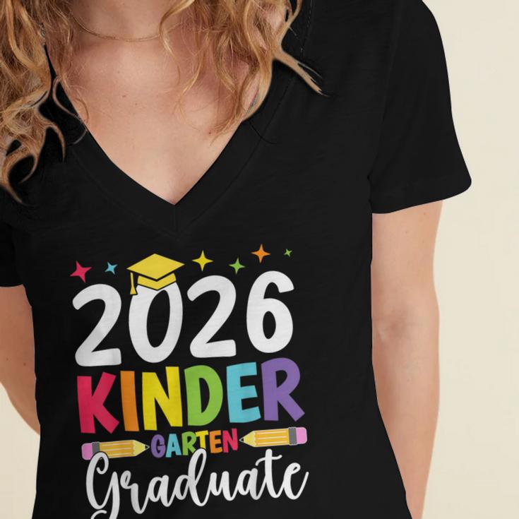 Kindergarten Graduate 2026 Preschool Graduation Kid Boy Girl Women's Jersey Short Sleeve Deep V-Neck Tshirt