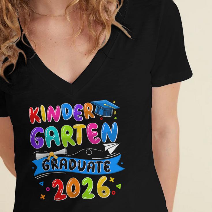Kindergarten Graduate Kindergarten Class Of 2026 Graduation Women's Jersey Short Sleeve Deep V-Neck Tshirt
