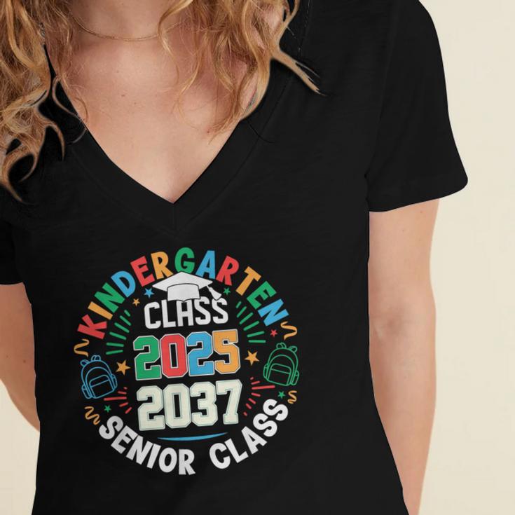 Kindergarten Graduation Class Of 2025 Senior 2037 Class Women's Jersey Short Sleeve Deep V-Neck Tshirt
